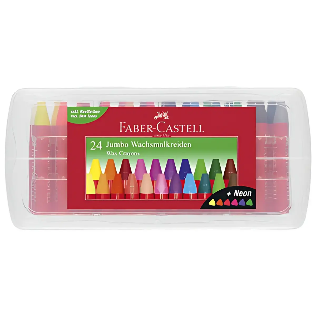 FABER-CASTELL Driehoekige waskrijtjes Jumbo, etui van 24 