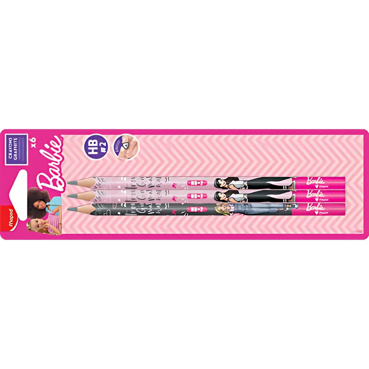 MAPED Potlood Barbie, met gum, HB, blister van 6