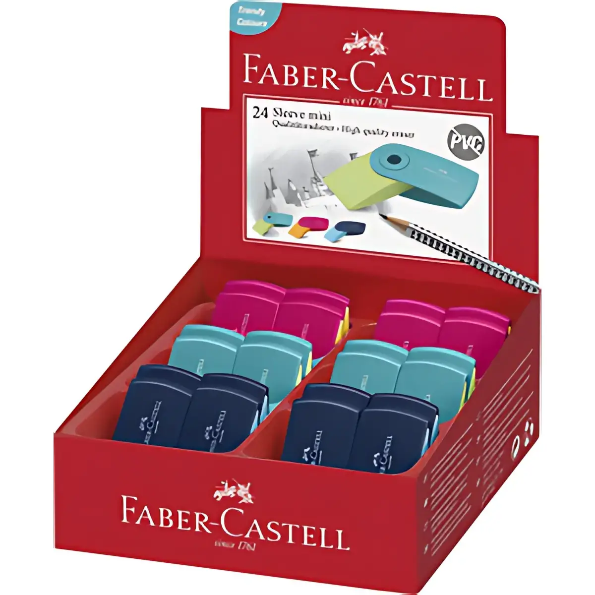 24 Mini-gommen in kunststof hoes - Assorti - Faber-Castell