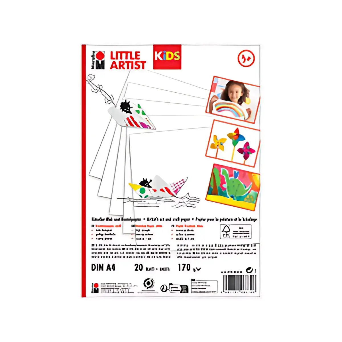 Marabu KiDS Papier voor schilderen en creatieve hobby's, A4