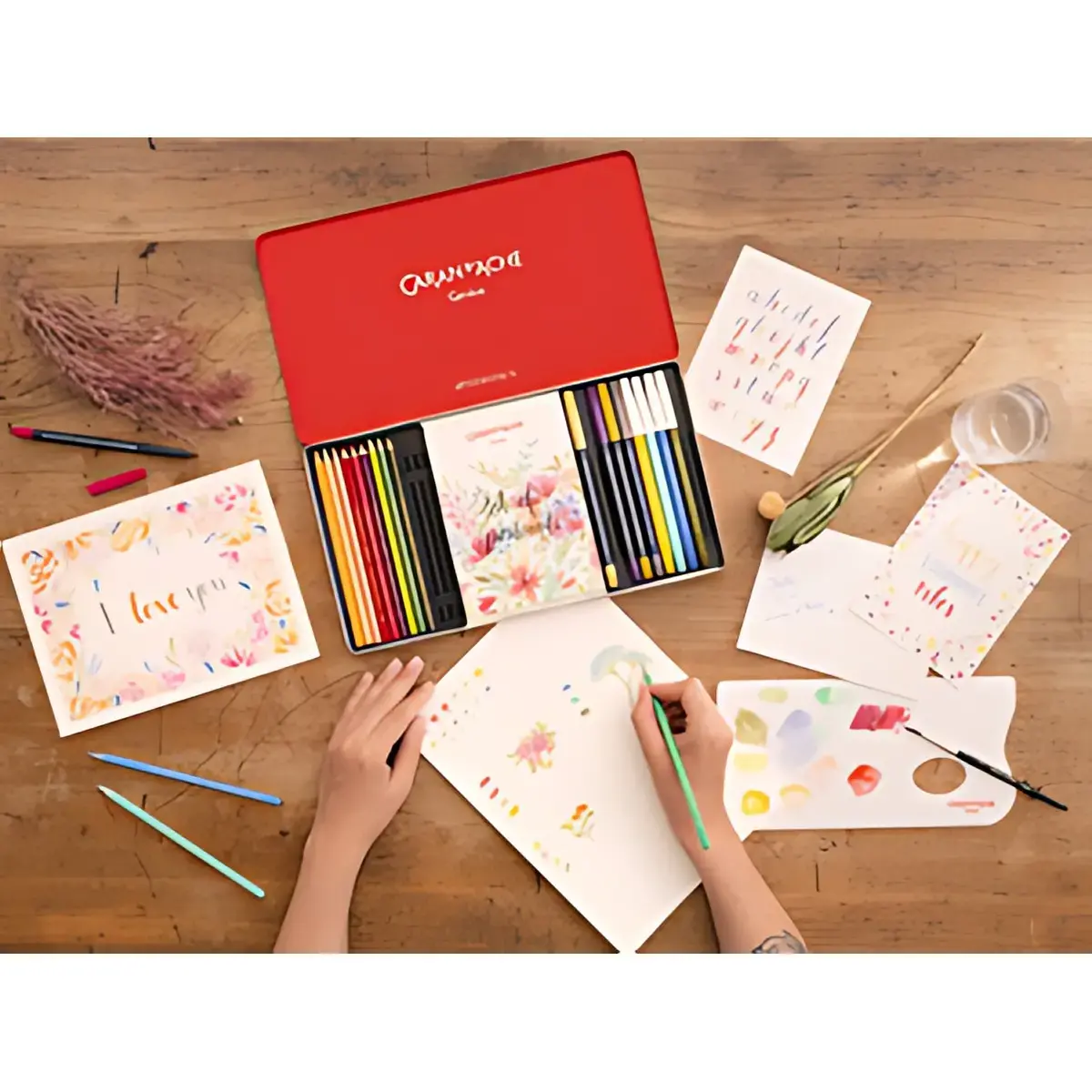 CARAN D'ACHE Tekenset 'SET BOTANIQUE', 24-delig