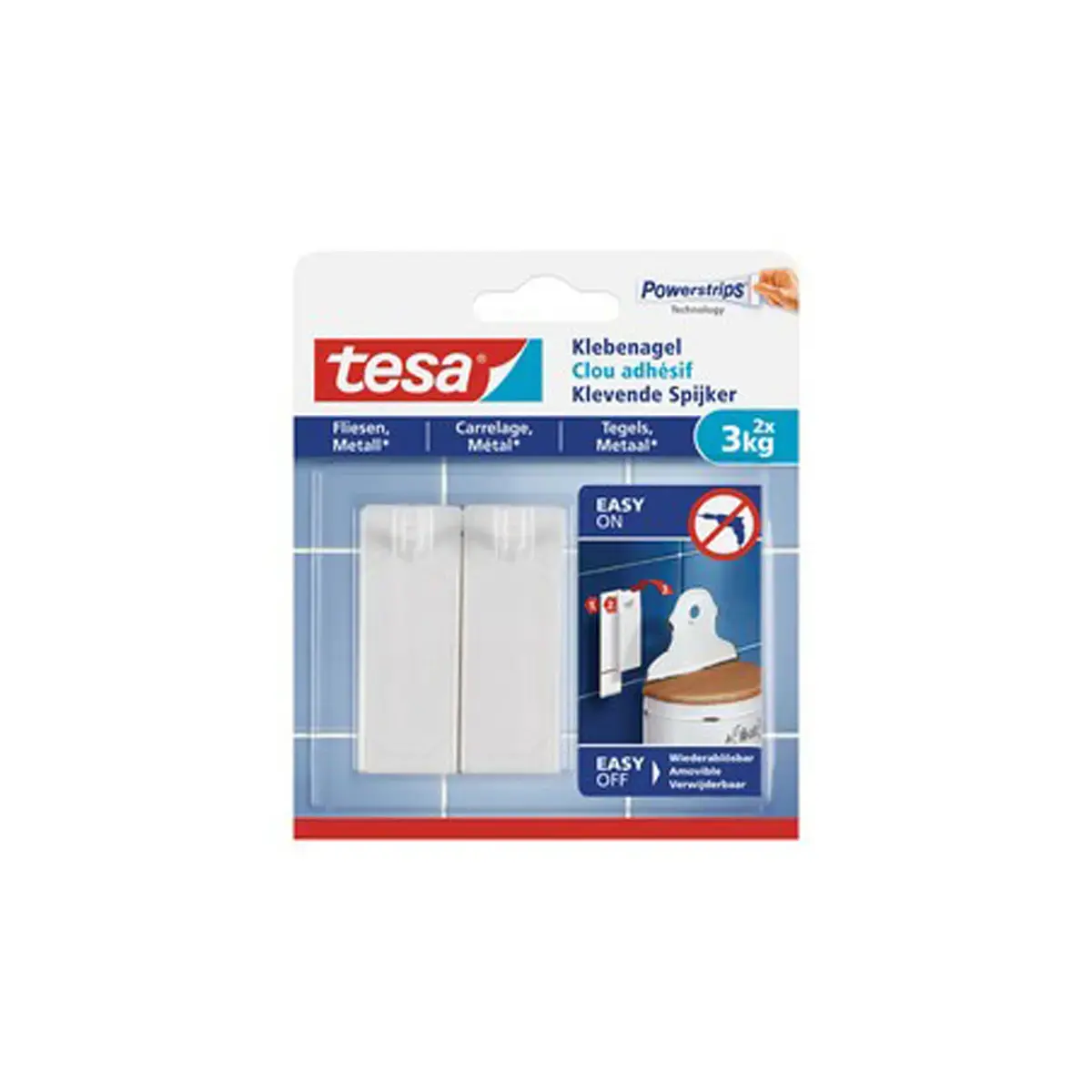 Powerstrips Clou zelfklevende strips voor tegels en metaal, 3,0 - Tesa 