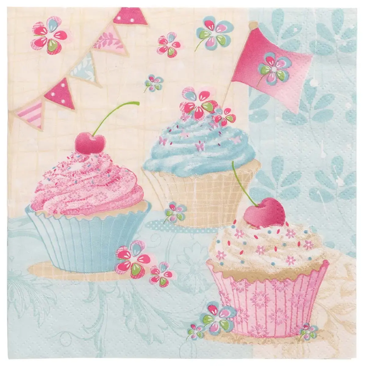 Servet met patroon 'Birthday Cup Cakes' - Papstar