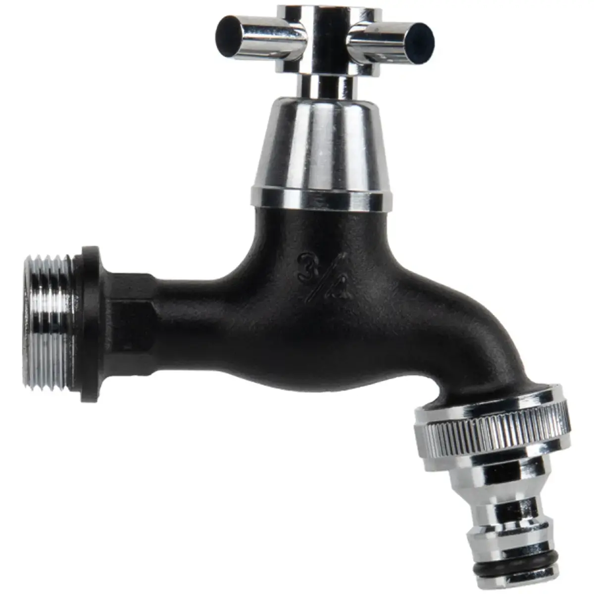 Kraan 3/4", bolkraan, mat zwart - Bradas 