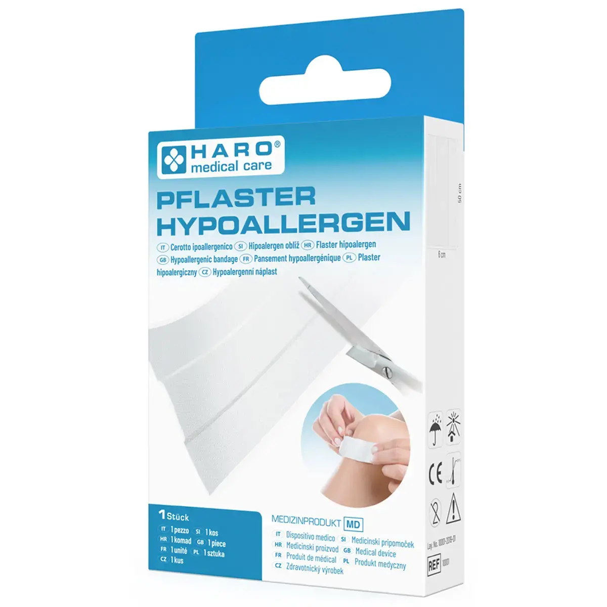 Hypoallergeen verband, 500 x 60 mm, wit - Haro