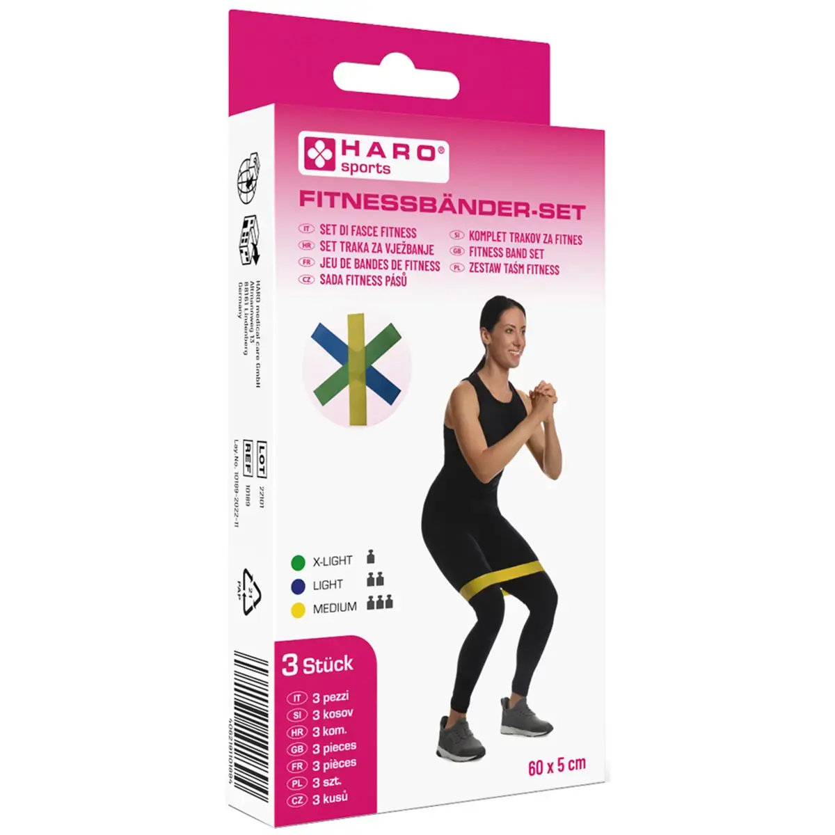 Set fitnessbanden, medium - sterk, set van 3 - Haro