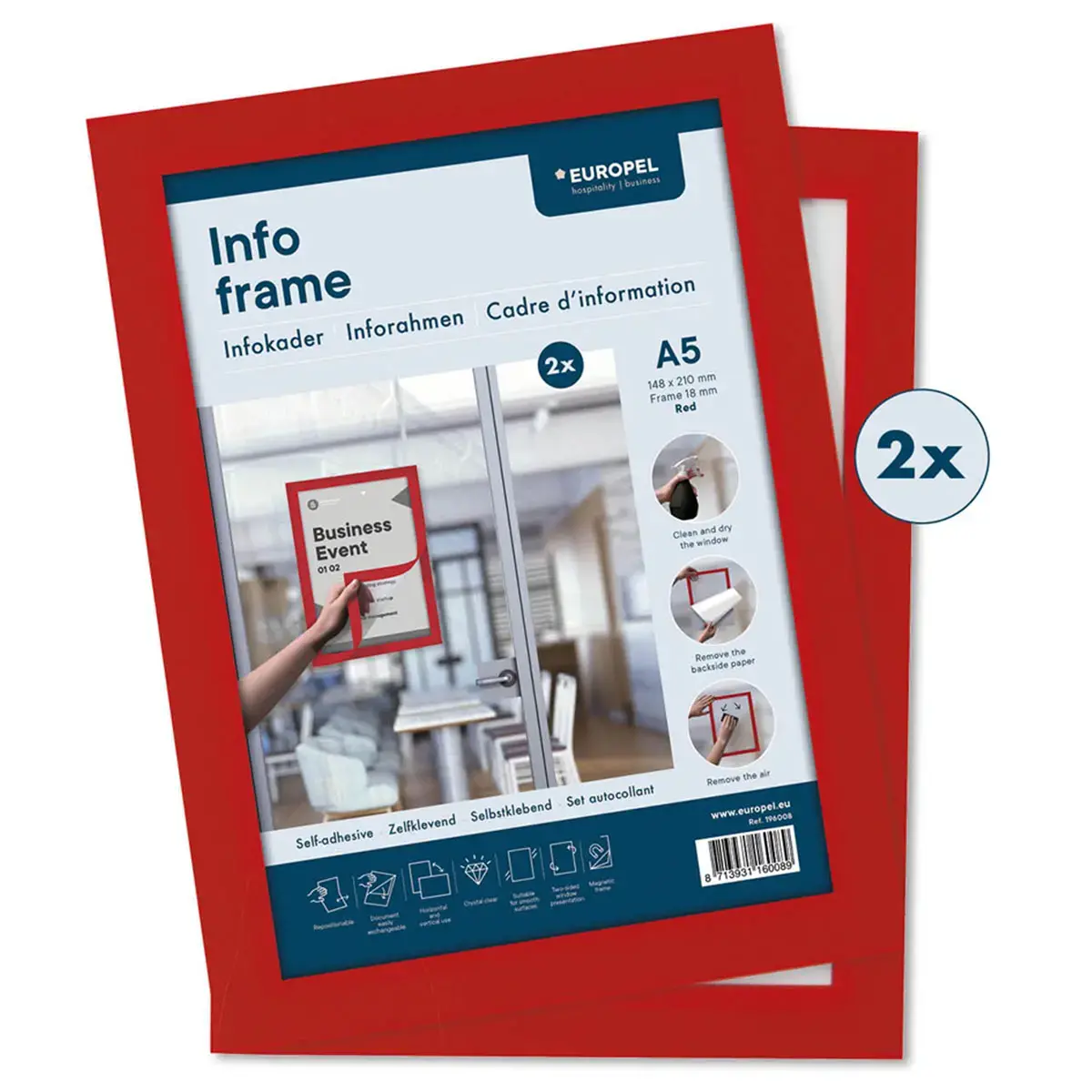 INFO FRAME magnetisch kader, A5, zwart - Europel