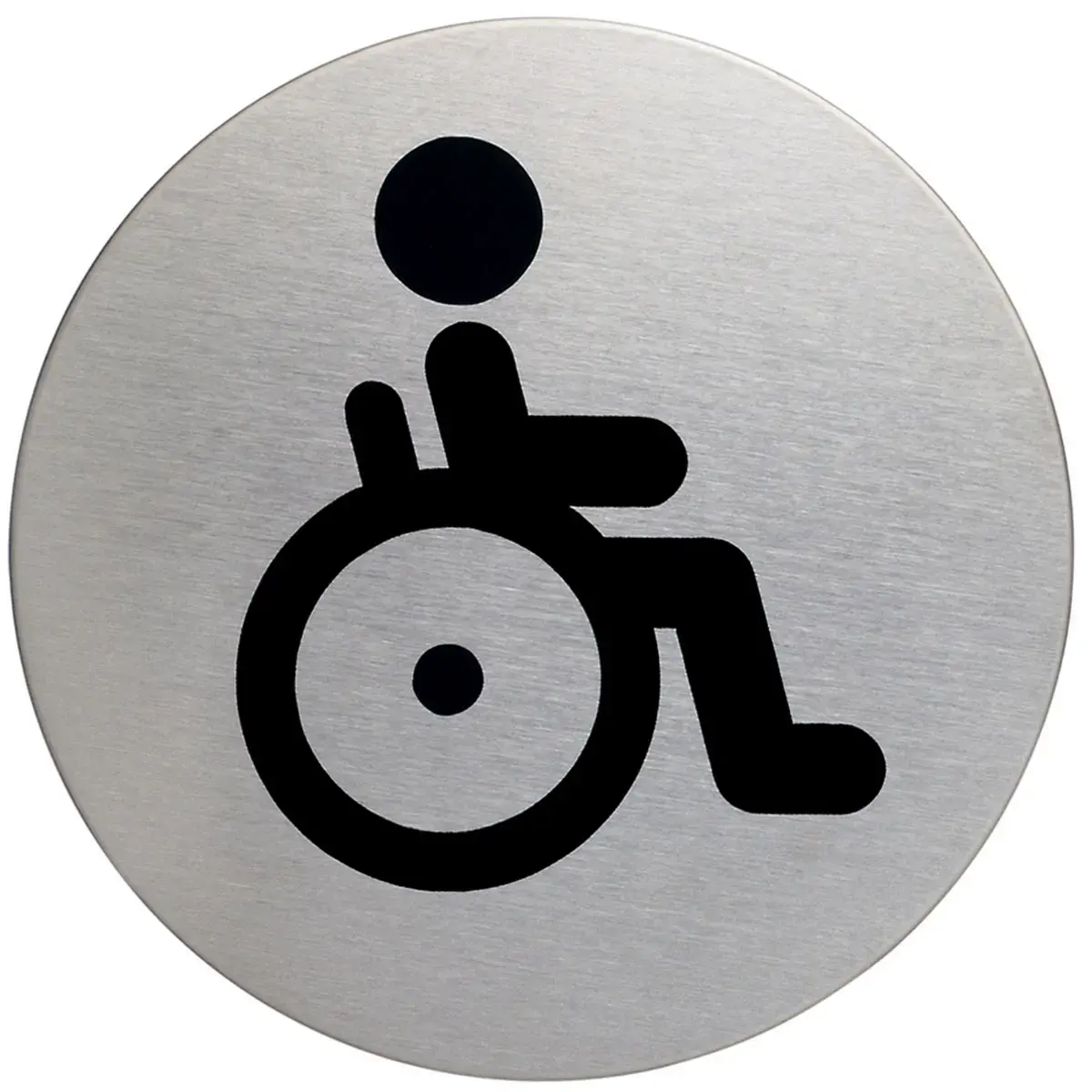 Pictogram 'Heren WC', diameter: 83 mm, zilver - Duurzaam