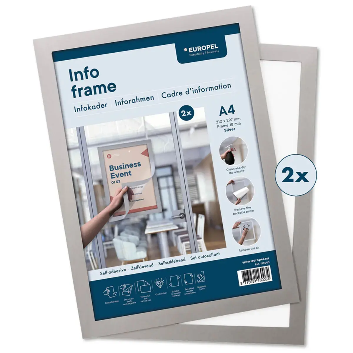 Magnetisch kader INFO FRAME, A4, zwart - Europel