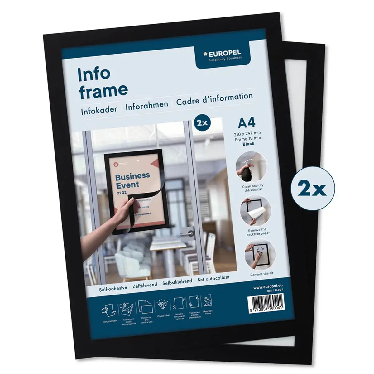 Magnetisch kader INFO FRAME, A4, zwart - Europel