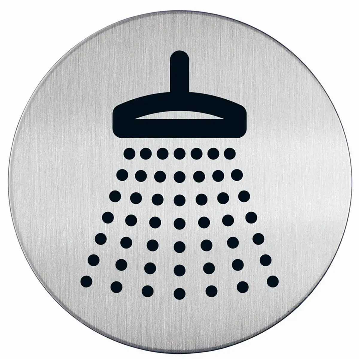 Pictogram 'Douche', diameter: 83 mm, zilver - Duurzaam