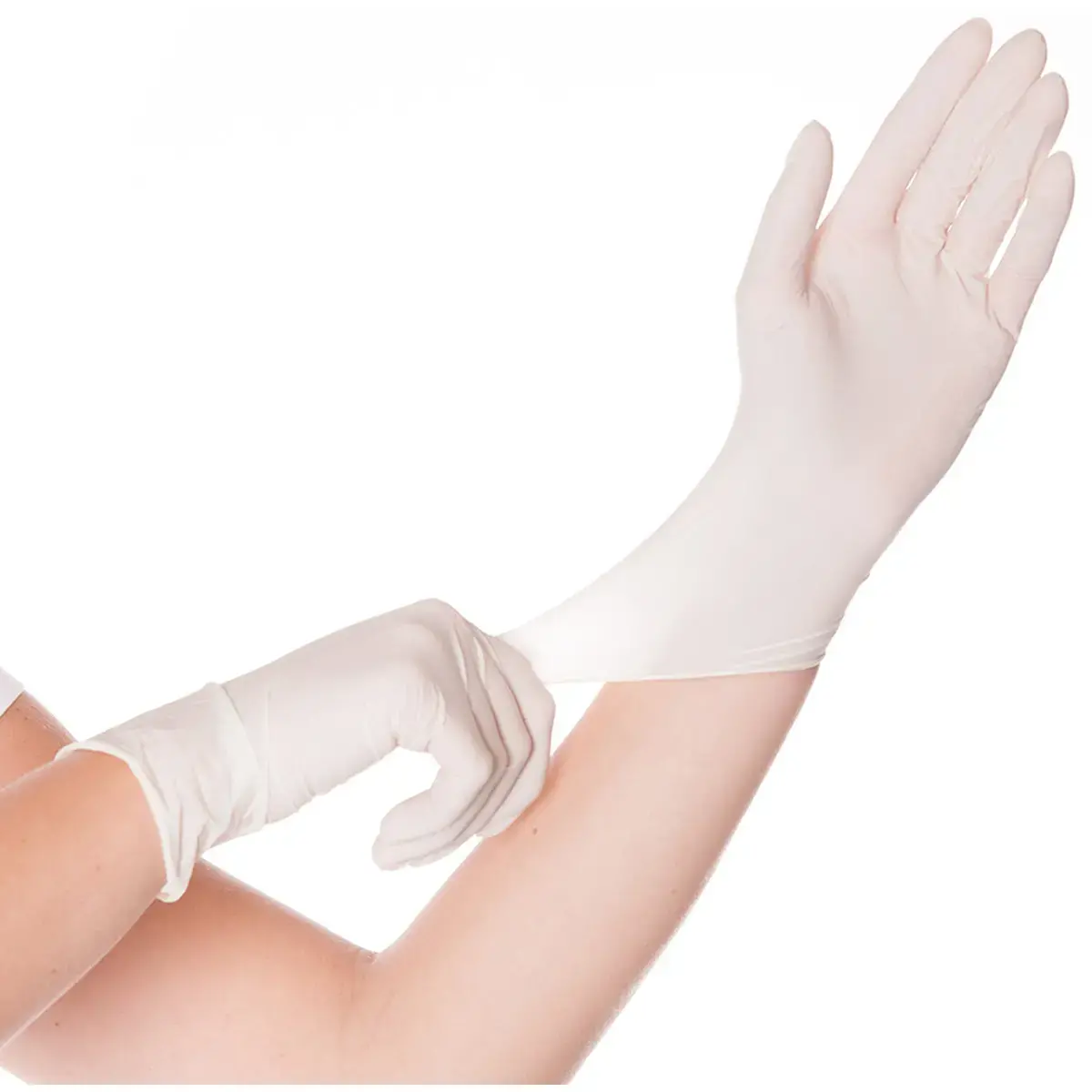 SKIN latexhandschoenen, L, gepoederd, wit - Hygostar