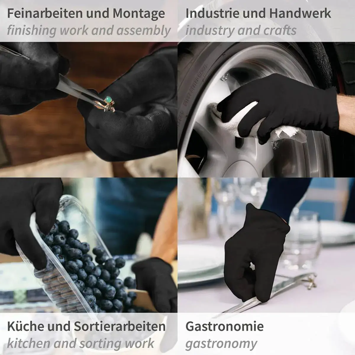 NERO katoenen handschoenen, zwart, XL - Hygostar