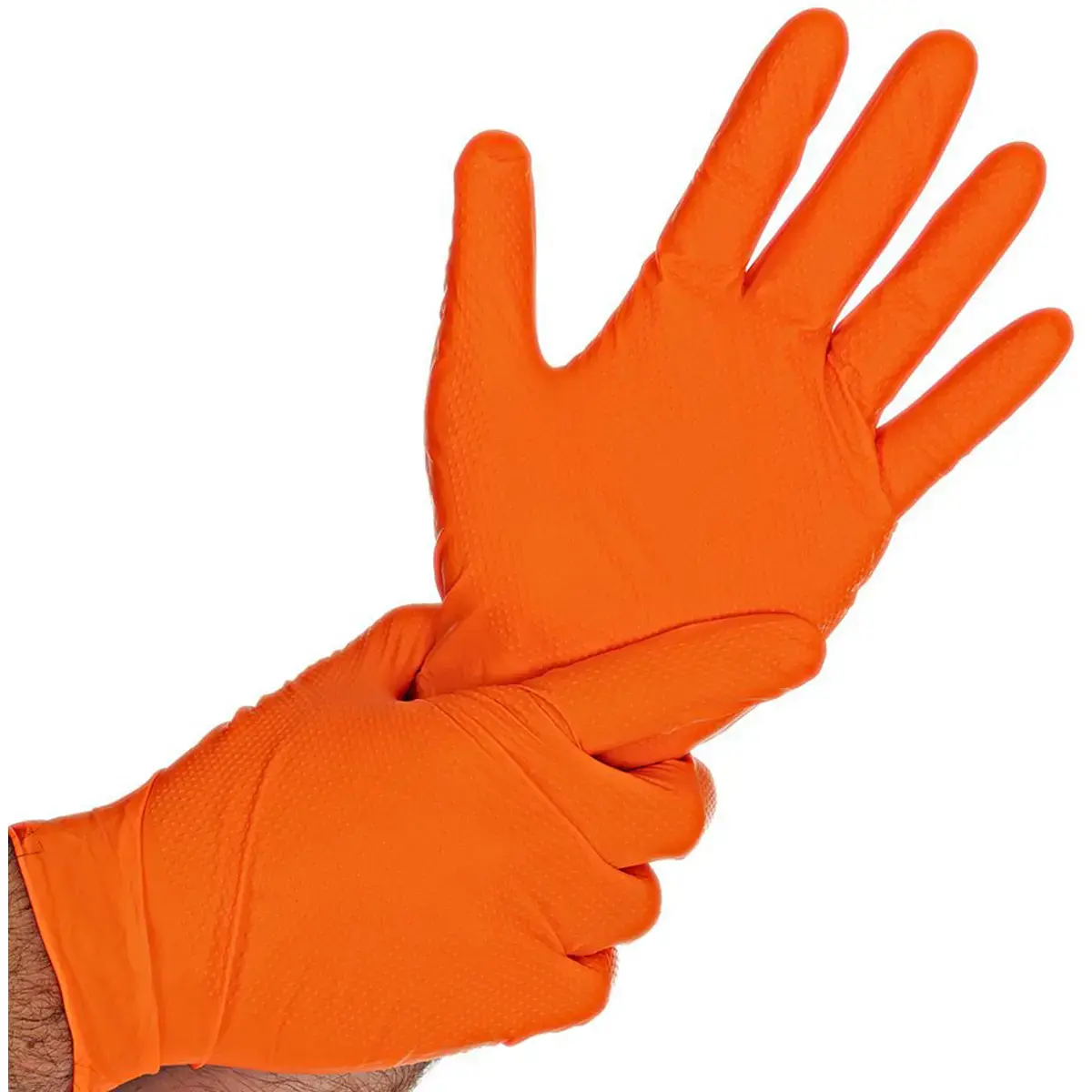 Nitril handschoenen DIAMOND GRIP, L, oranje - Hygostar