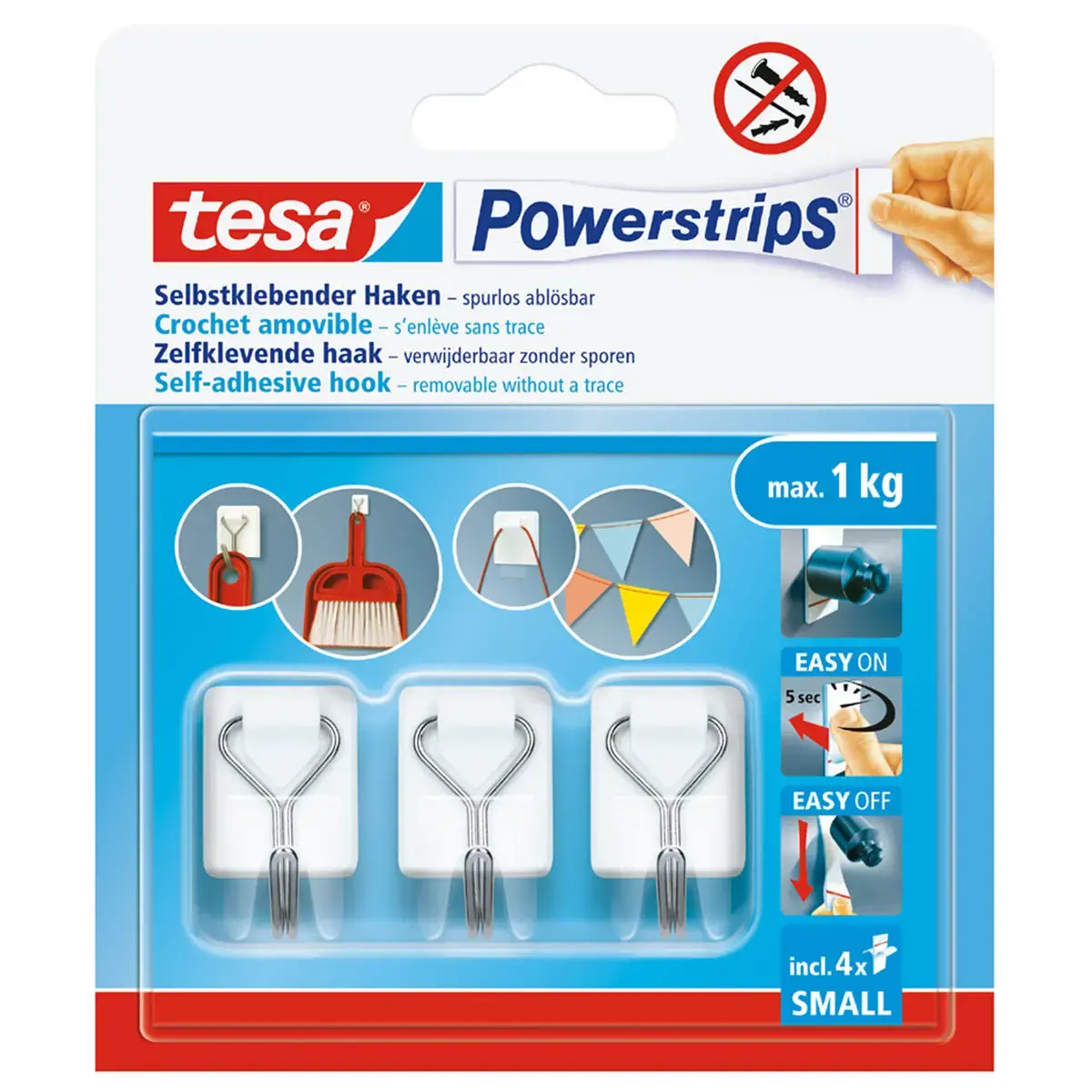Kleine bedrade haak Powerstrips, wit - Tesa 