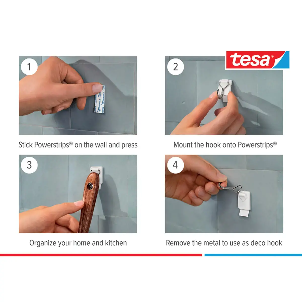 Kleine bedrade haak Powerstrips, wit - Tesa 
