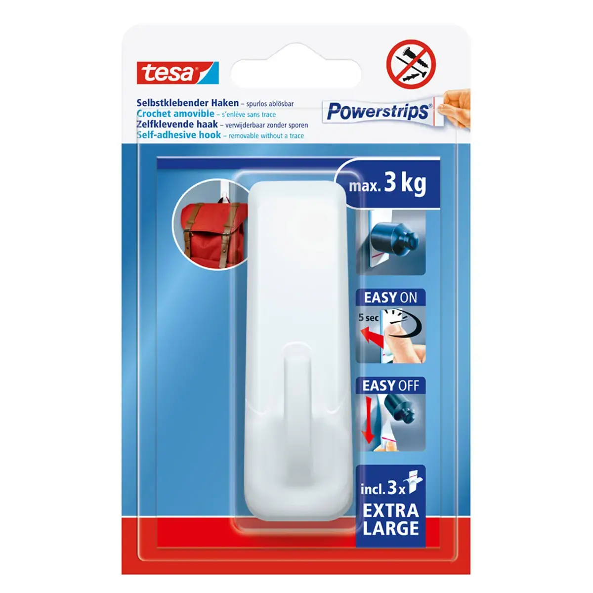 Powerstrips haak EXTRA GROOT rechthoekig, wit - Tesa
