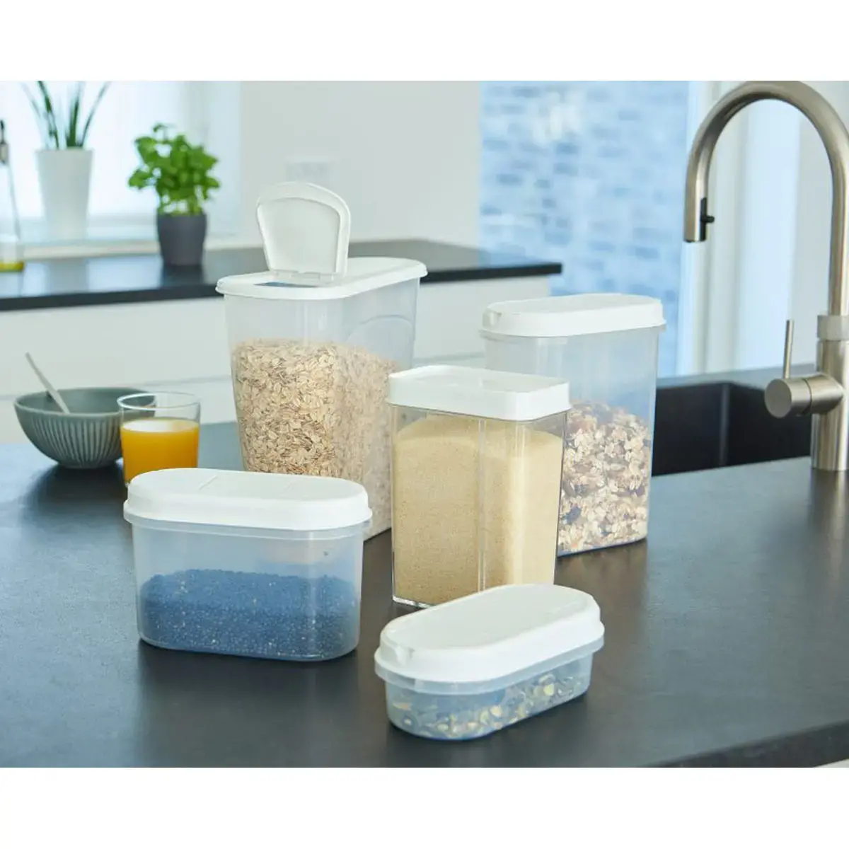 Bewaarbox Margerit, 1,2 liter, grijs - Plast Team