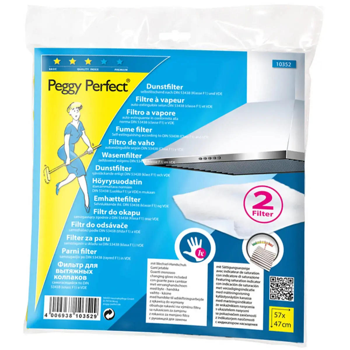 Zacht stoomfilter, met een reservehandschoen - Peggy Perfect