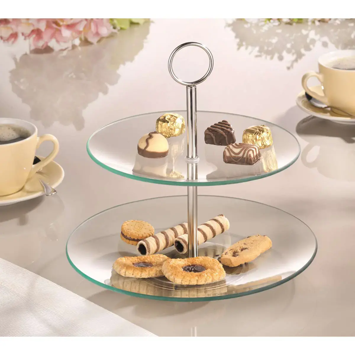 Glazen etag&egrave;re 'COOKIE', 2 niveaus - Esmeyer 