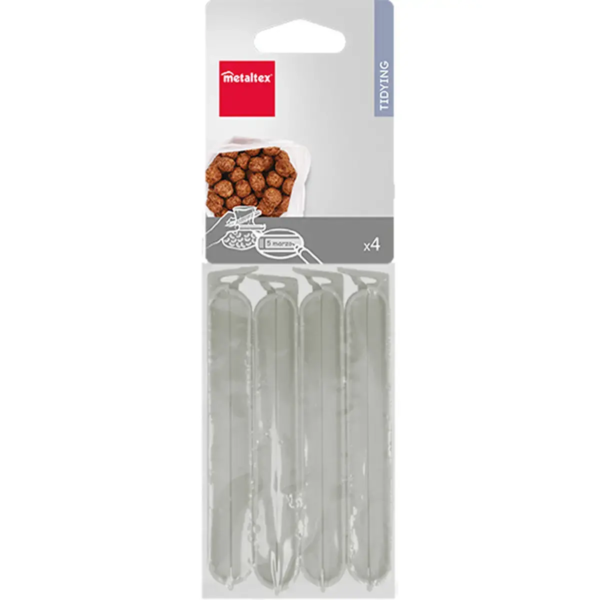 4 Sluitclips voor zakjes, lang - Metaltex