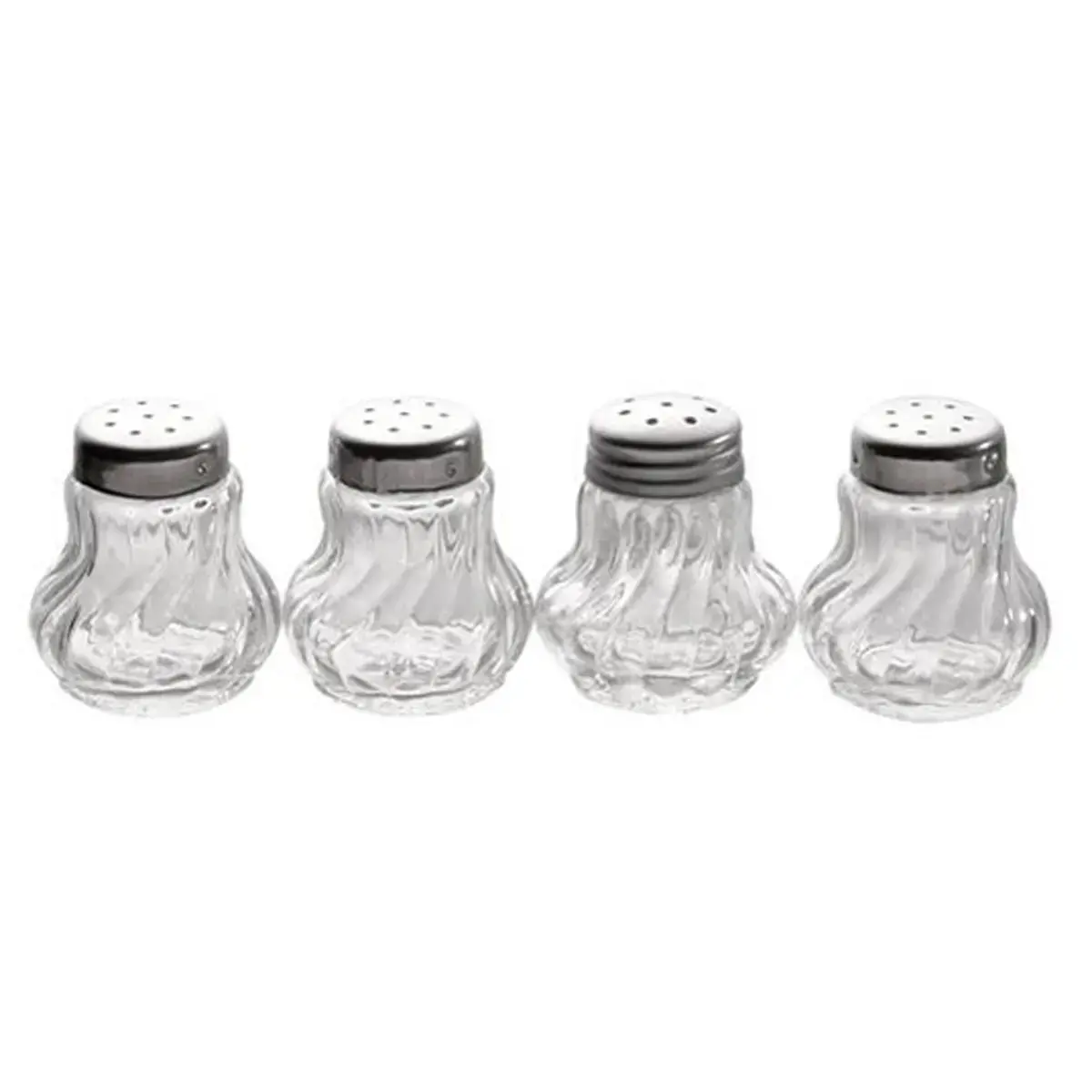 4 Mini-zout- en peperstrooiers, glas/roestvrij staal - APS 
