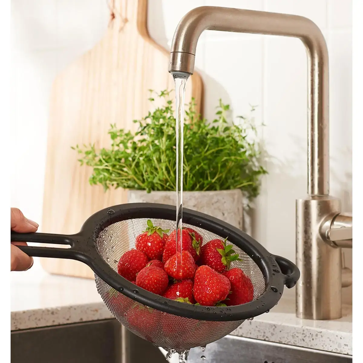 Fijne keukenzeef, diameter 80 mm, zwart - Gastromax