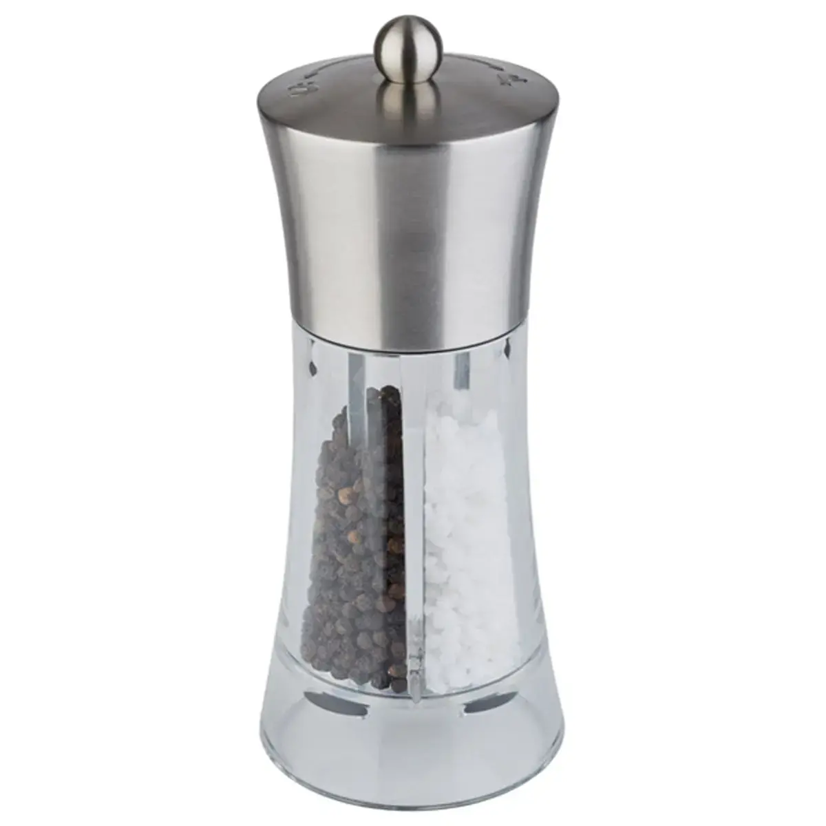 2-in-1 peper- en zoutmolen SPICEX, zilver/transparant - APS