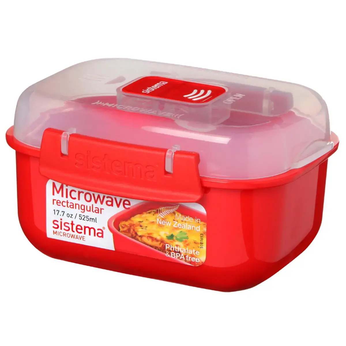 Rechthoekige magnetrondoos, 525 ml, rood - Sistema