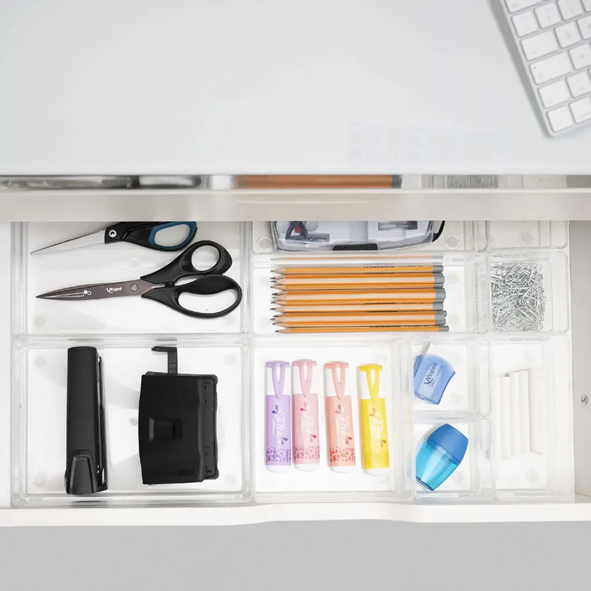 Set van 13 transparante polystyreen lade-inzetstukken "the organizer" - Helit