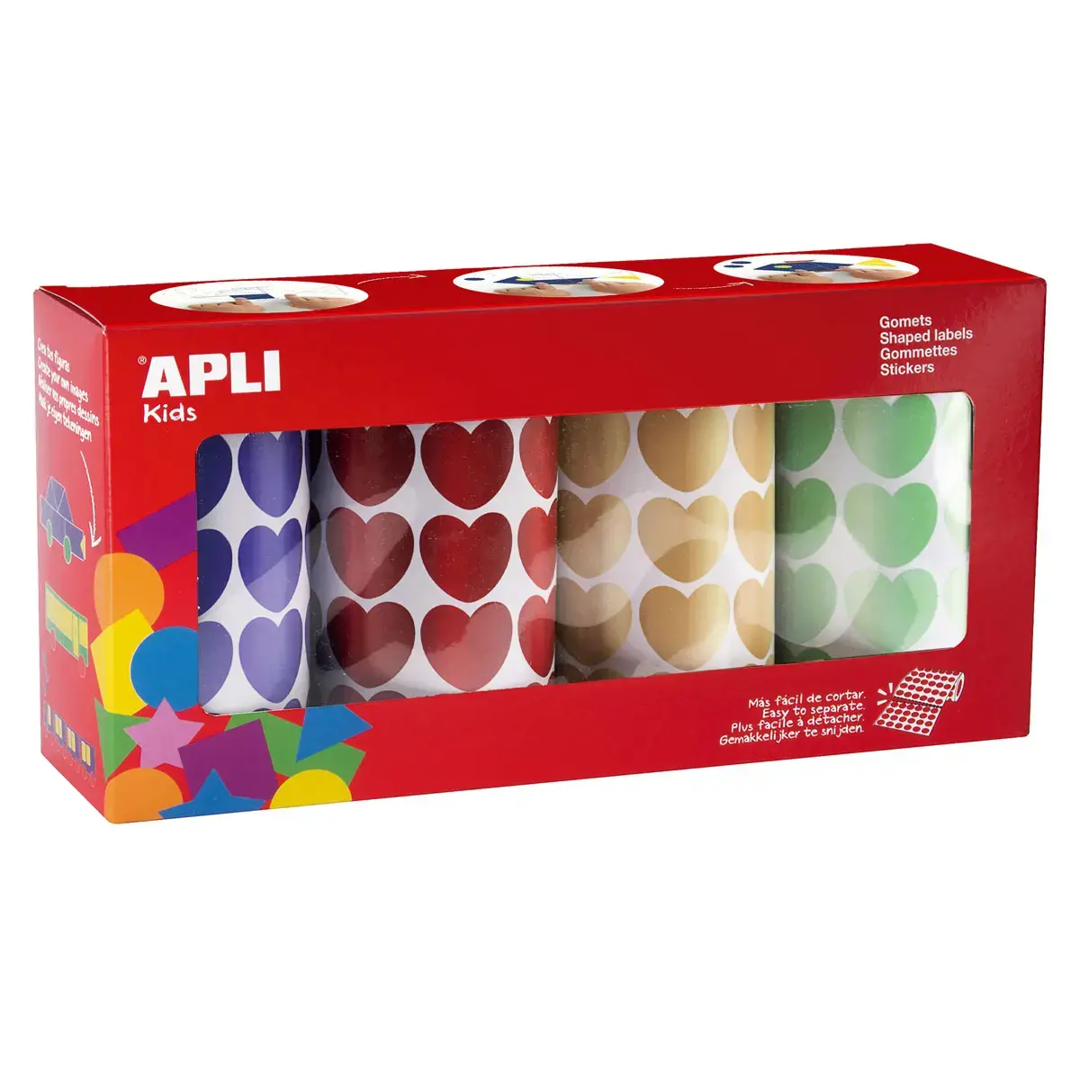 Rolletjes met metalen hartvormige stickers - 5640 stickers - Apli