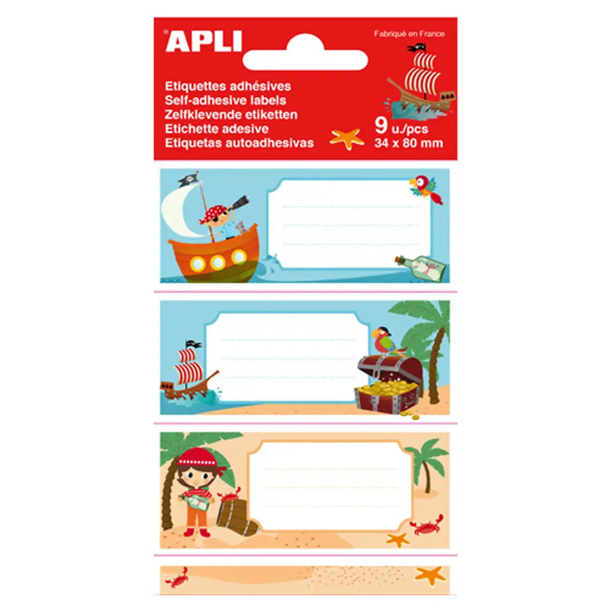 Schoollabels piraten 9 stuks - Apli
