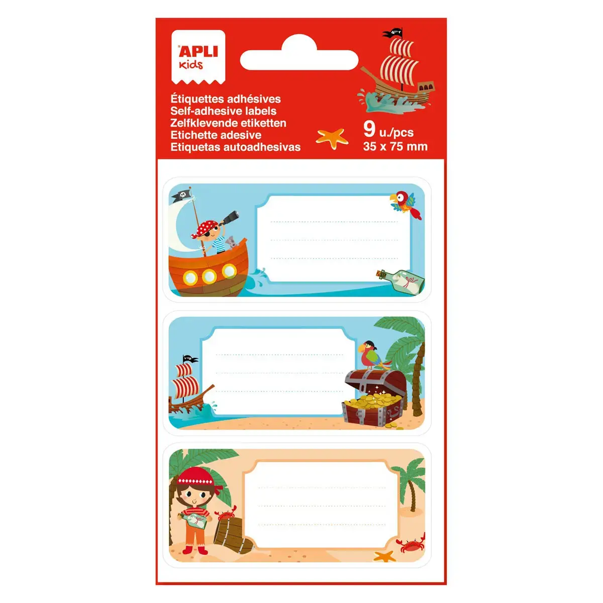 Schoollabels piraten 9 stuks - Apli