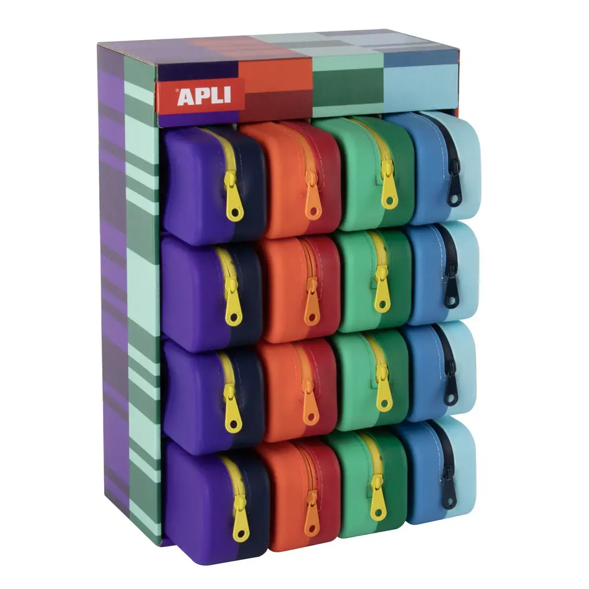 Display met 16 tweekleurige Bright siliconen etuis - Apli