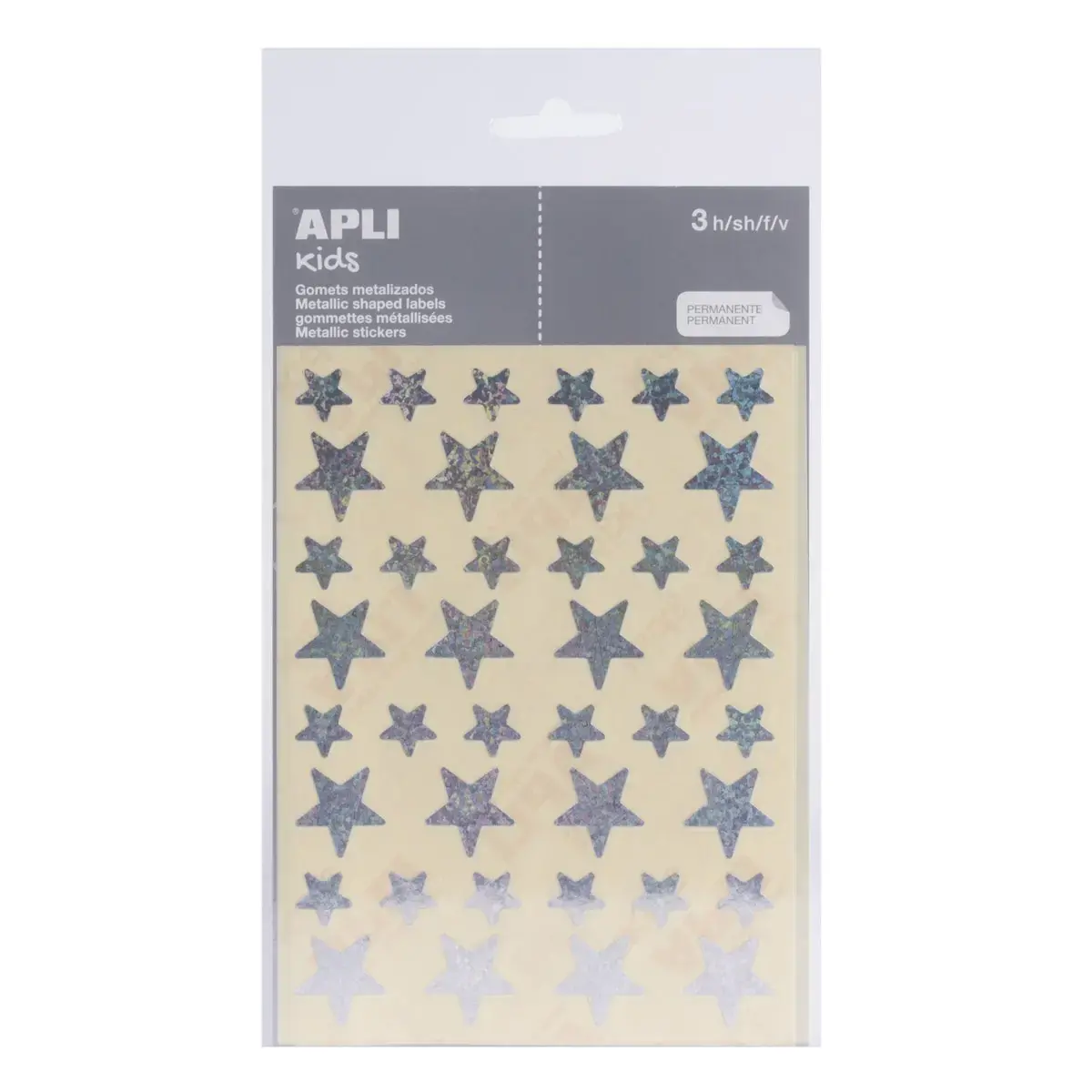Sterstickers 12,5 en 19,5 mm zilver holografisch 3 vellen - Apli