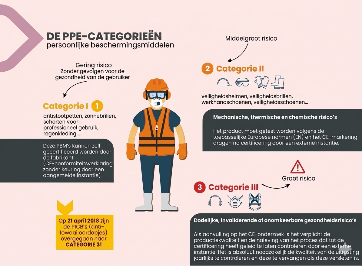 Categorieën persoonlijke beschermingsmiddelen (PBM's)